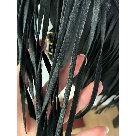 Fringe leather like black jacket size medium - Picture 6 of 13